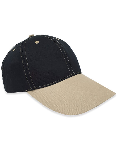 六片帽訂製/線棉斜-黑配卡其<span>H6C-B-10</span>  |商品介紹|帽子【訂製款】|帽子素面款【訂製款】