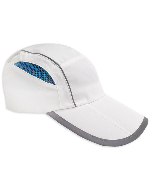 運動反光三折帽現貨扣環調節帶-白配水藍<span>HRS-A2-01</span>  |商品介紹|帽子【現貨款】|反光三折帽