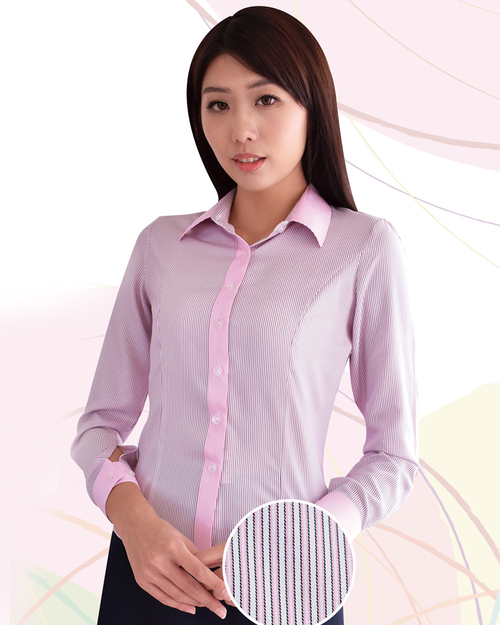 女襯衫 長袖襯衫 短袖襯衫 粉色條紋  <span>S-65EH ＃P.18</span>