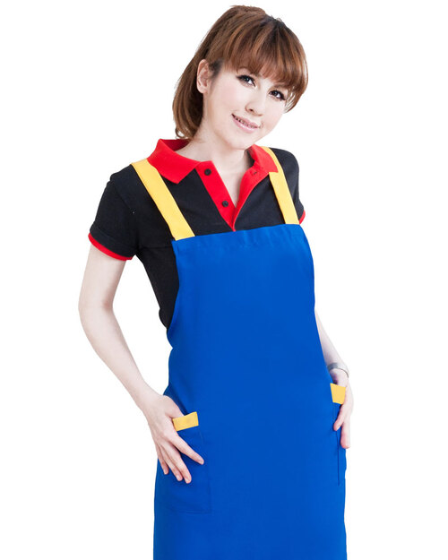 書店日式圍裙/訂製圍裙-藍配黃<span>APCAN-A-00011</span>  |商品介紹|圍裙【訂製 / 現貨款】|大人圍裙【訂製款】