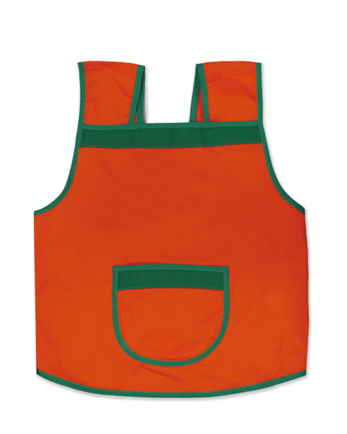 幼兒園圍兜 無袖 訂製款 桔滾綠加口袋<span>BIC-02-02</span>  |商品介紹|圍兜【訂製款】|幼兒園圍兜 無袖