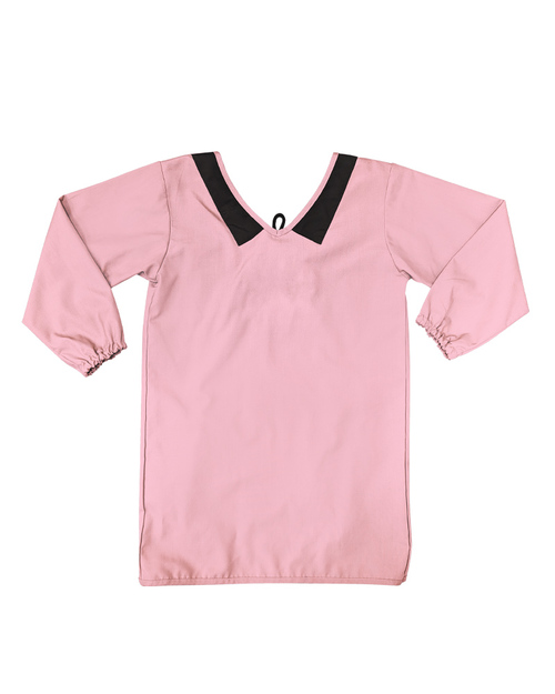 幼兒園圍兜 長袖 訂製款 假領片款 粉紅配黑<span>BICS-02-08</span>  |商品介紹|圍兜【訂製款】|幼兒園/國小圍兜 長袖 