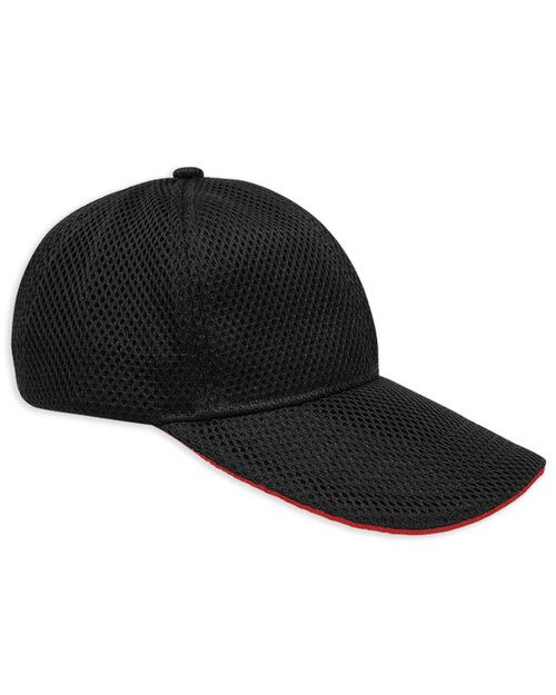 六片帽訂製/太空網布-黑夾紅<span>HAR-B-03</span>  |商品介紹|帽子【現貨款】|太空網布帽