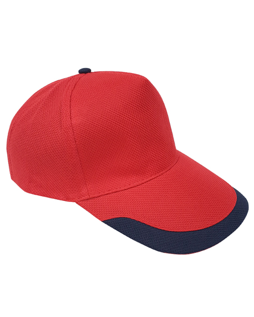 交織網帽五片帽日型扣現貨紅配深藍 U型 <span>HIN-A3-02</span>  |商品介紹|帽子【現貨款】|交織網帽