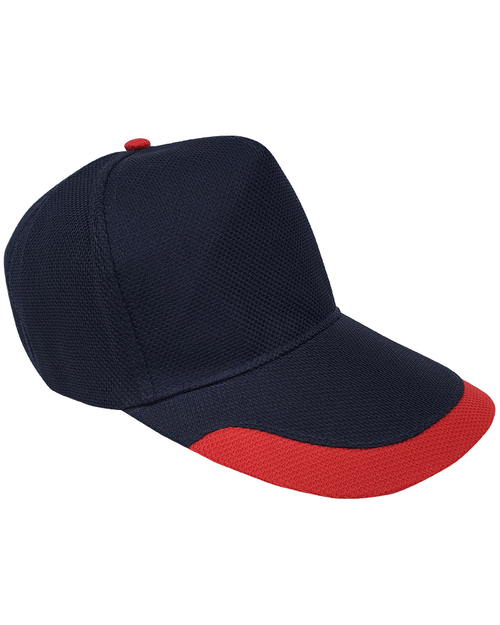 交織網帽五片帽日型扣現貨-深藍配紅U型 <span>HIN-A3-07</span>  |商品介紹|帽子【現貨款】|交織網帽