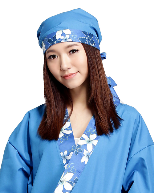 頭巾帽 藍色花布款 <span>HSF-B02</span>  |商品介紹|領巾 / 頭巾 / 領帶 / 剪髮巾【訂製 / 現貨款】|頭巾【訂製款】