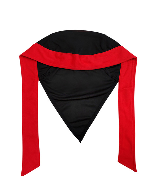 三角尾頭巾帽-黑配紅款<span>HSF-E02</span>  |商品介紹|領巾 / 頭巾 / 領帶 / 剪髮巾【訂製 / 現貨款】|頭巾【訂製款】