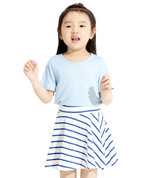 條紋短褲裙 白底藍條 童<span>SKCANK-B01-00438</span>  |商品介紹|洋裝 裙裝 【訂製款】|裙裝  兒童【訂製款】