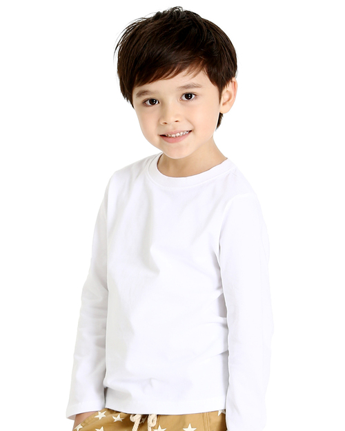 T恤圓領長袖童版-白色<span>TC25K-A02-210</span>  |商品介紹|T恤客製化【訂製款】|T恤訂製長袖童版