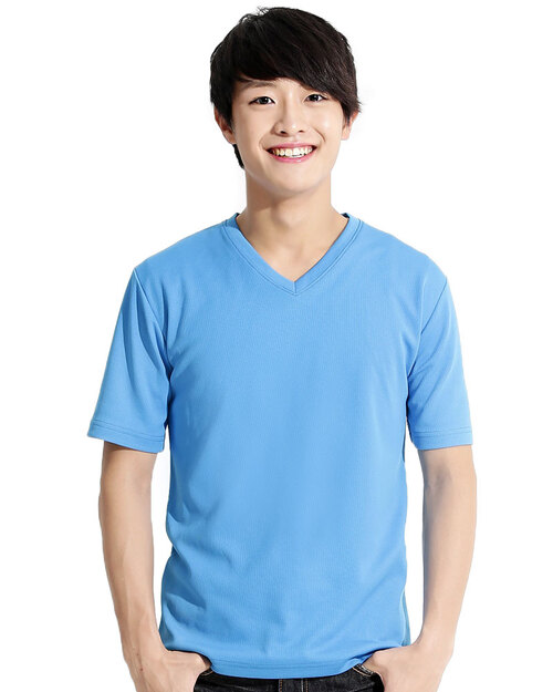 T恤訂製款v領素色中性-翠藍<span>tcanb-b01-00044</span>