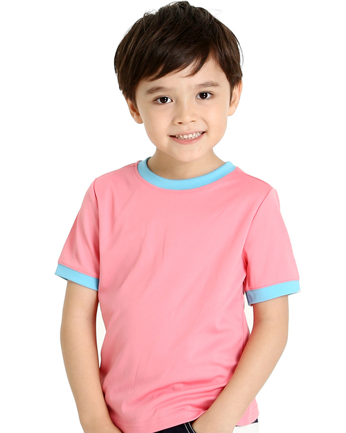T恤訂製款簡約風雙配色童版-粉紅水藍<span>tcank-a01-00077</span>  |商品介紹|T恤客製化【訂製款】|T恤訂製短袖童版