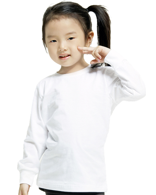 T恤訂製束口素面長袖童版-白<span>TCANK-A02-00173</span>