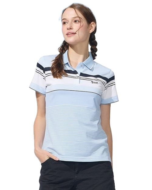 休閒POLO-TOP彈性排汗布-水藍<span>女版PD-T24128</span>  |商品介紹|休閒 POLO衫【現貨款】|POLO衫 WANYU短袖【現貨款】