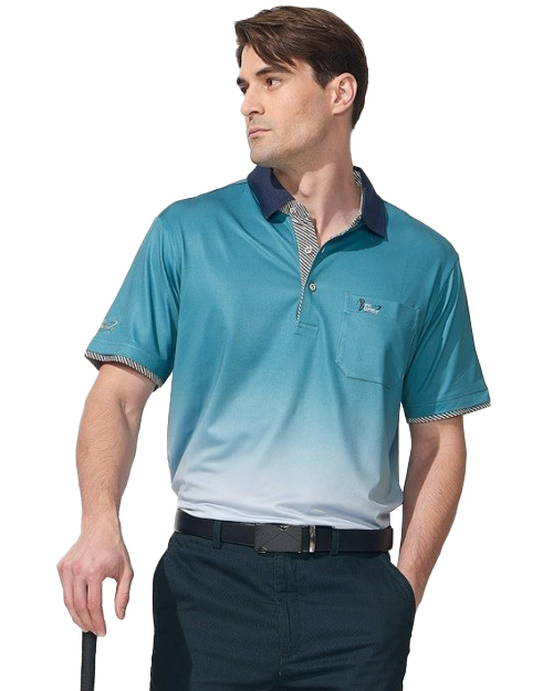 休閒POLO-牛奶絲拉架布-藍綠<span>男版PD-T81025</span>  |商品介紹|休閒 POLO衫【現貨款】|POLO衫 WANYU短袖【現貨款】