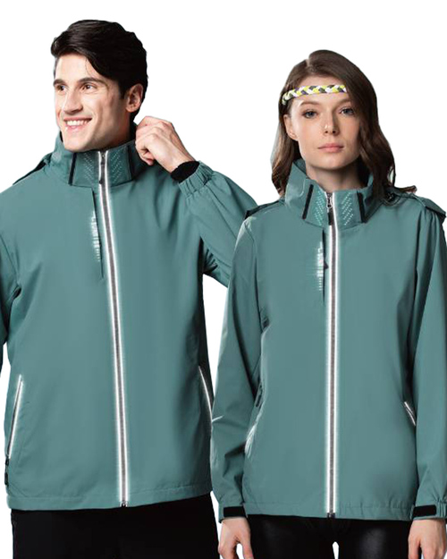 可拆帽彈性反光防風外套-霧綠 <span>11317</span>