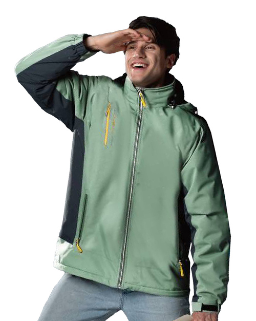 可拆帽長毛保暖外套-鼠尾草綠配深灰 <span>11401</span>