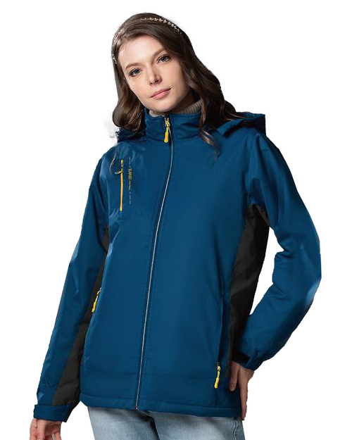 可拆帽長毛保暖外套-藍色配深灰 <span>11402</span>