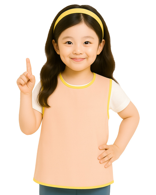 幼兒園圍兜 無袖 訂製款 粉橘滾黃 <span>BIC-00-18</span>  |商品介紹|圍兜【訂製款】|幼兒園圍兜 無袖