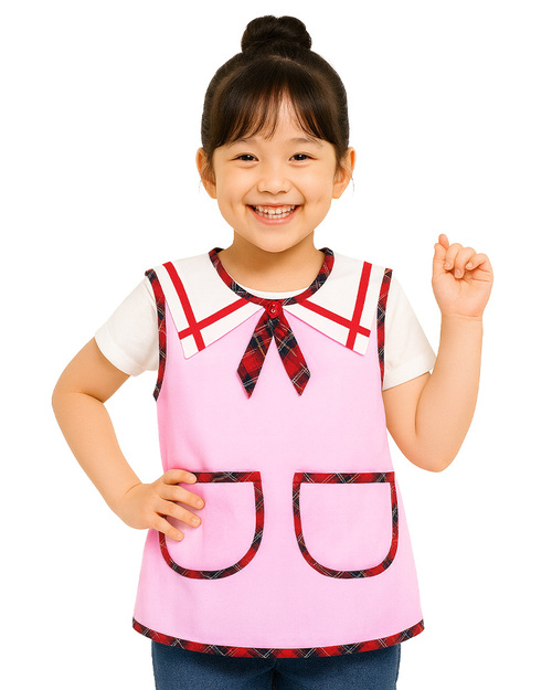 幼兒園圍兜 無袖 訂製款 粉紅造型 <span>BIC-00-19</span>