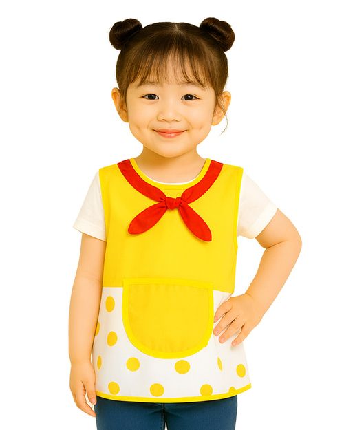 幼兒園圍兜 無袖 訂製款 領結款 黃配紅領結<span>BIC-00-26</span>