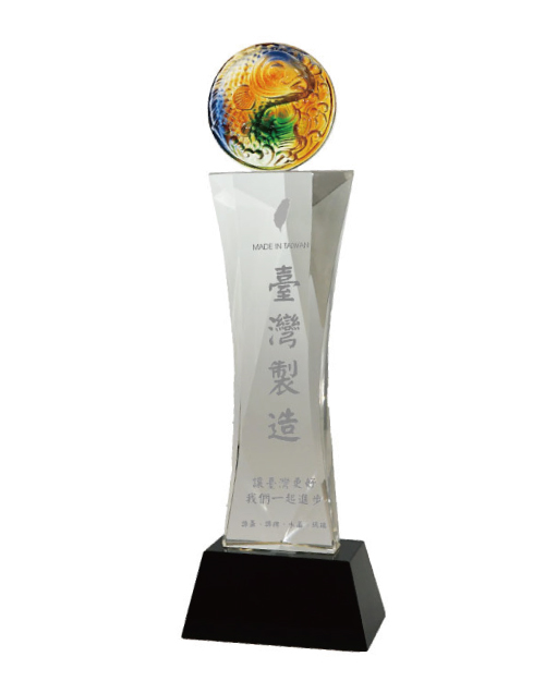 紀念獎座-柱體水晶獎牌-圓牌琉璃款<span>CPH-F023</span>  |商品介紹|獎盃/獎牌/吊牌【訂製款】|水晶獎座