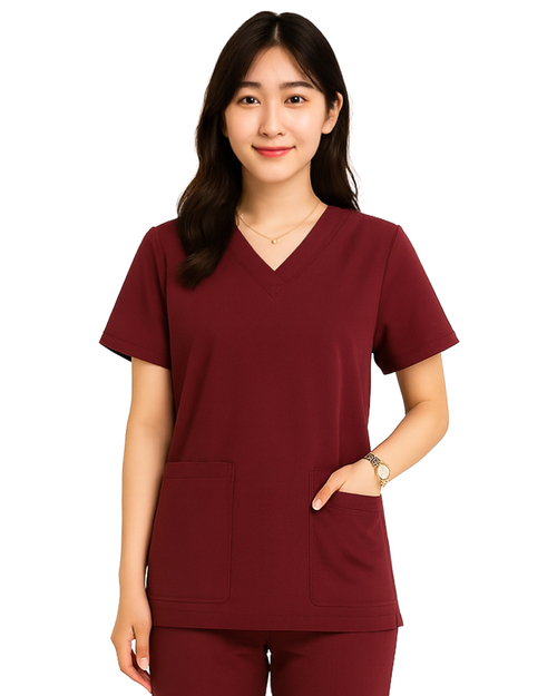 手術服/刷手服/牙醫服-V領-酒紅<span>DOCA-A02-01</span>