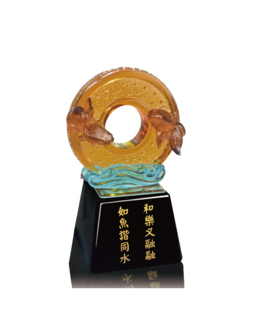 紀念獎座 琉璃獎座-和諧<span>F006-02</span>  |商品介紹|獎盃/獎牌/吊牌【訂製款】|琉璃獎座