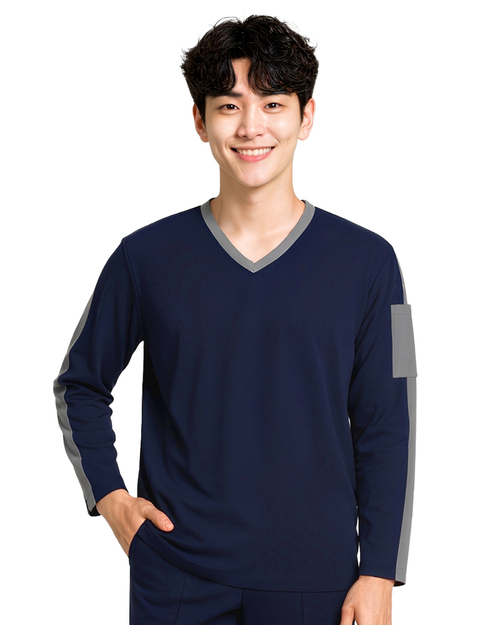 健檢服 男版 丈青配灰 <span>HELTH-M-B14</span>