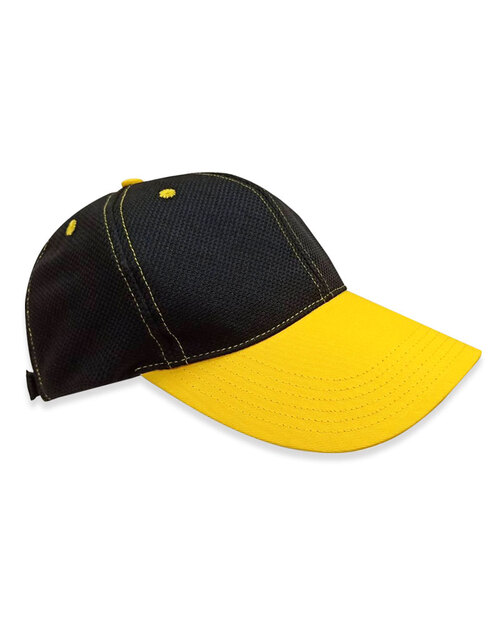 六片帽訂製/交織網布-黑配黃<span>HIN-B-22</span>  |商品介紹|帽子【訂製款】|帽子素面款【訂製款】