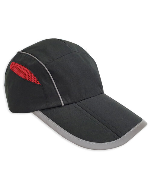 運動反光三折帽現貨扣環調節帶-黑配紅<span>HRS-A2-02</span>  |商品介紹|帽子【現貨款】|反光三折帽
