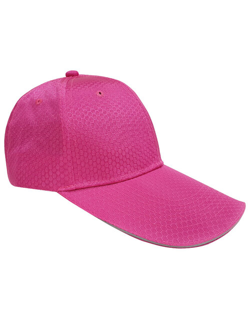 蜂網布六片帽夾反光條壓式銀釦-粉紅<span>HRS-A3-03</span>  |商品介紹|帽子【現貨款】|蜂網布帽