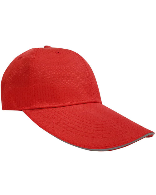 蜂網布六片帽夾反光條壓式銀釦-紅<span>HRS-A3-08</span>  |商品介紹|帽子【現貨款】|蜂網布帽