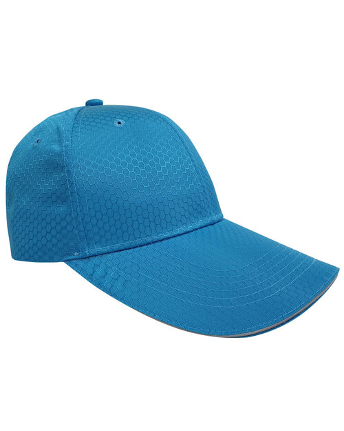 蜂網布六片帽夾反光條壓式銀釦-湖水藍<span>HRS-A3-09</span>  |商品介紹|帽子【現貨款】|蜂網布帽