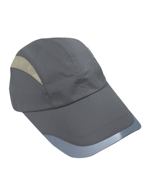 格中點反光路跑帽-灰配卡其 <span>HRS-A6-05</span>  |商品介紹|帽子【現貨款】|運動造型帽