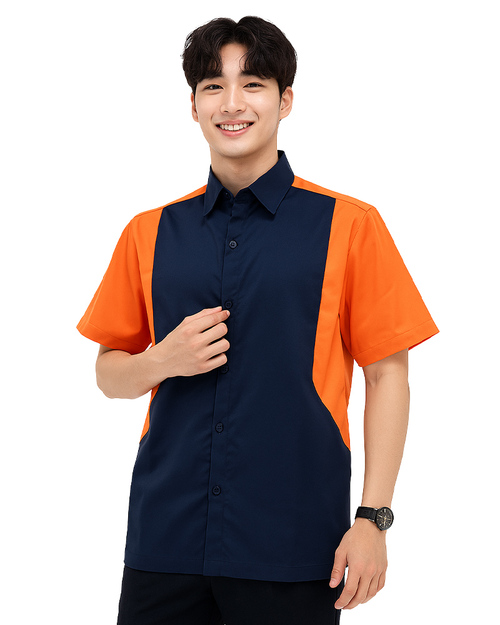 工作經理服｜短袖訂製款-丈青配桔｜<span>MAG-A24</span>