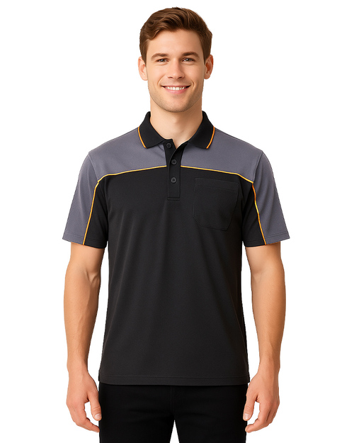 POLO衫中性訂｜製款休閒風｜黑接深灰出芽橘｜<span>PCANB-P01-00479</span>