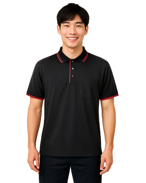 POLO衫訂製｜中性短袖束口｜黑配紅｜<span>PCANB-P11-00476</span>