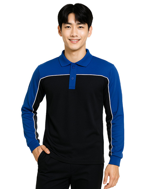 訂製中性｜束口袖剪接款｜黑接寶藍｜<span>PCANB-P12-00486</span>