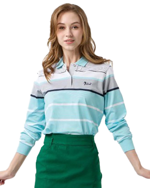 休閒POLO-TOP彈性排汗布-蒂芬妮配條<span>女版PD-L24136</span>