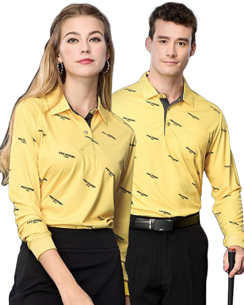 休閒POLO-精品彈性雙面布-黃色<span>男版PD-L81081女版PD-L81082</span>  |商品介紹|休閒 POLO衫【現貨款】|POLO衫 WANYU長袖【現貨款】