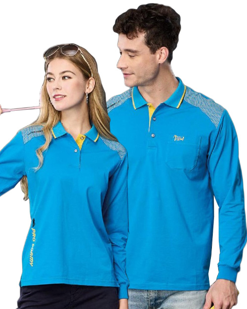 休閒POLO-冰瓷棉彈力布-翠藍 <span>男版PD-L81083女版PD-L81084</span>  |商品介紹|休閒 POLO衫【現貨款】|POLO衫 WANYU長袖【現貨款】