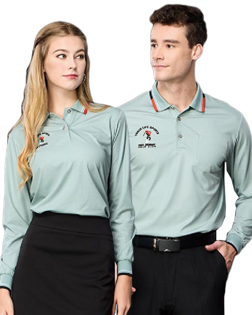 休閒POLO-天絲羅馬布-淺綠 <span>男版PD-L81093女版PD-L81094</span>  |商品介紹|休閒 POLO衫【現貨款】|POLO衫 WANYU長袖【現貨款】