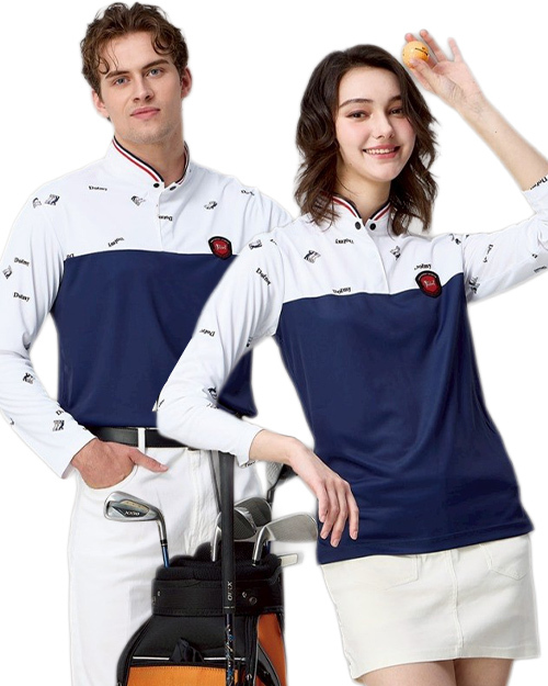 休閒POLO-精品彈力雙面布-白配丈青<span>男版PD-L81139女版PD-L81140</span>