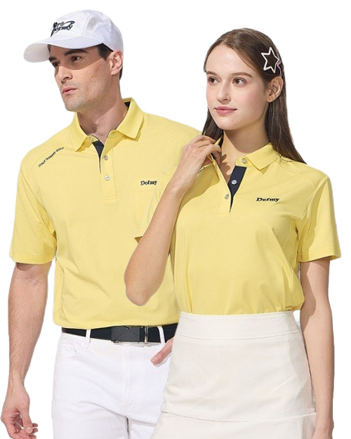 休閒POLO-索羅納平紋布-淺黃 <span>男版PD-T41117女版PD-T41118</span>