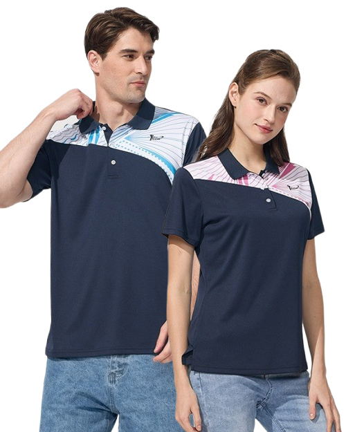 休閒POLO-3D彈力涼感排汗布-丈青 <span>男版PD-T51031女版PD-T51032</span>
