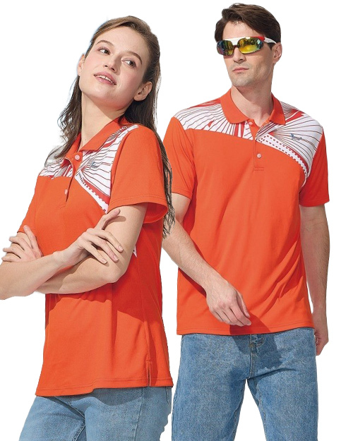 休閒POLO-3D彈力涼感排汗布-桔 <span>男版PD-T51033女版PD-T51034</span>