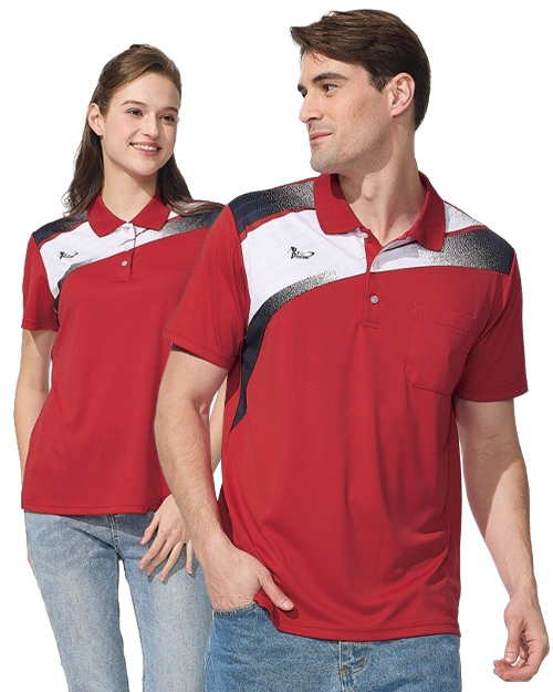 休閒POLO-3D彈力涼感排汗布-紅 <span>男版PD-T51035女版PD-T51036</span>