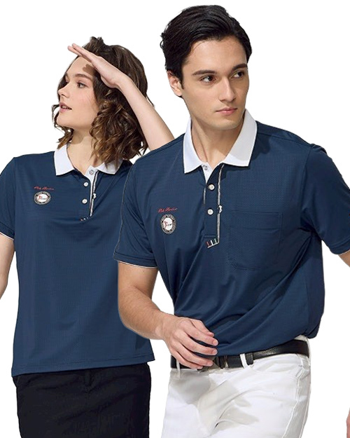 休閒POLO-高爾夫涼感布-丈青配白｜<span>男版PD-T61031_女版PD-T61032</span>