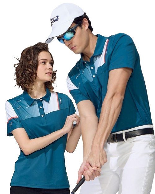 休閒POLO衫-細緻平紋雙面布-湖綠配白｜<span>男版PD-T61039_女版PD-T61040</span>