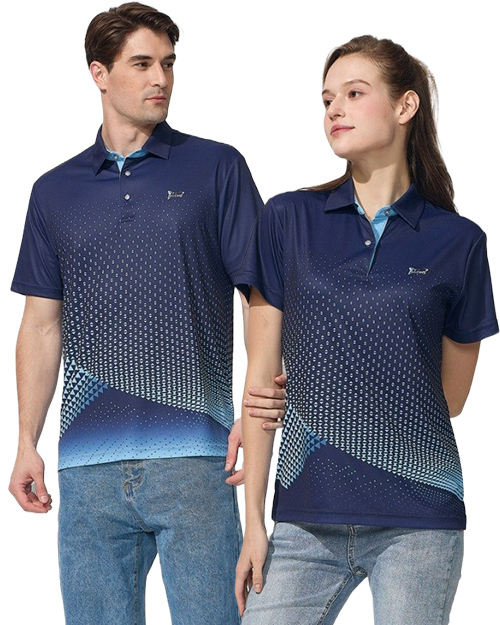 休閒POLO-精品彈力雙面布-丈青 <span>男版PD-T81117女版PD-T81118</span>